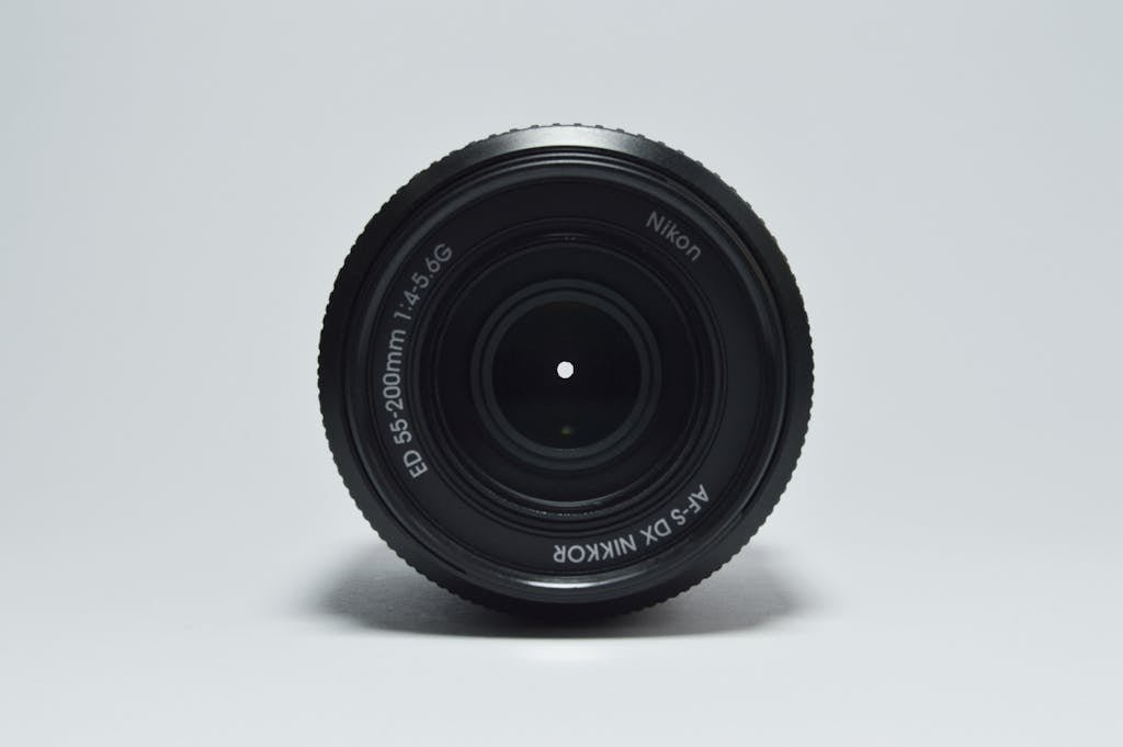 High-quality image of a Nikon camera lens, ideal for photography enthusiasts and professionals.